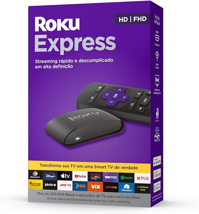 Roku Express 4K | Dispositivo de streaming para TV HD/4K/HDR compatível com Alexa, Siri e Google